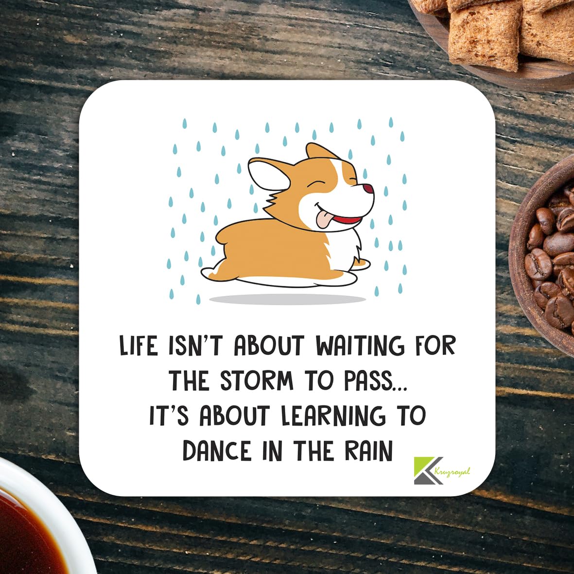 CS993 Life Isn't About Waiting for The Storm to Pass.. It's About Learning to Dance in The rain. Novelty Funny Coffee Tea Drink Gift Glossy MDF Wooden Coaster