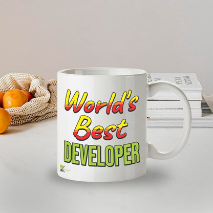 Kruzroyal DZ881 World's Best Developer Mug 11oz - White Ceramic Cup for Programmer, Coder, Engineer - Funny Birthday, Thank You Present
