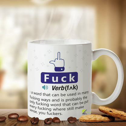 Kruzroyal Rude Definition Mug - Funny Swear Gift, Adult Gag Present, Offensive Humor - 11oz Ceramic
