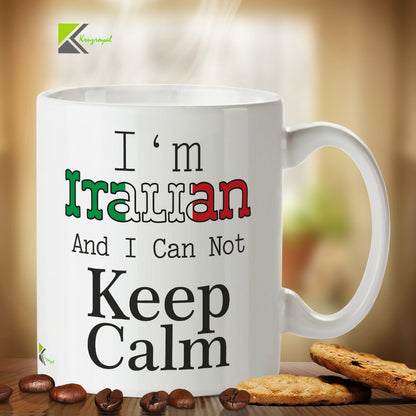 Kruzroyal DZ293 I'm Italian and I Can Not Keep Calm Funny Novelty Great Gift Idea Coffee Tea Mug