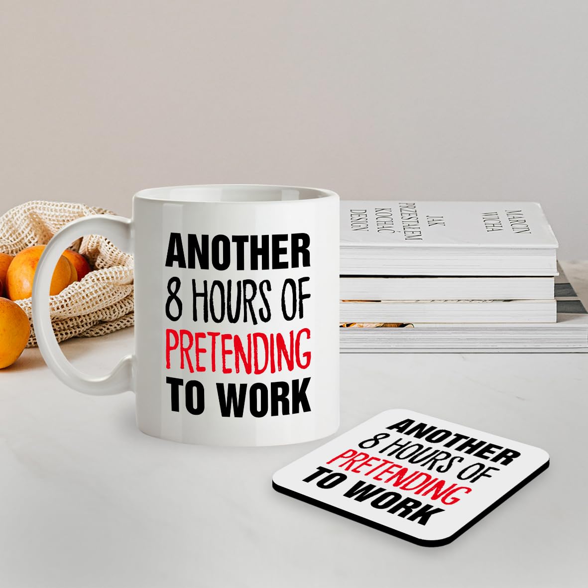 Kruzroyal SM060 Another 8 Hours of Pretending to Work - 11OZ Mug & Matching Coaster Set - for Office Collegue Friend Coworker Boss