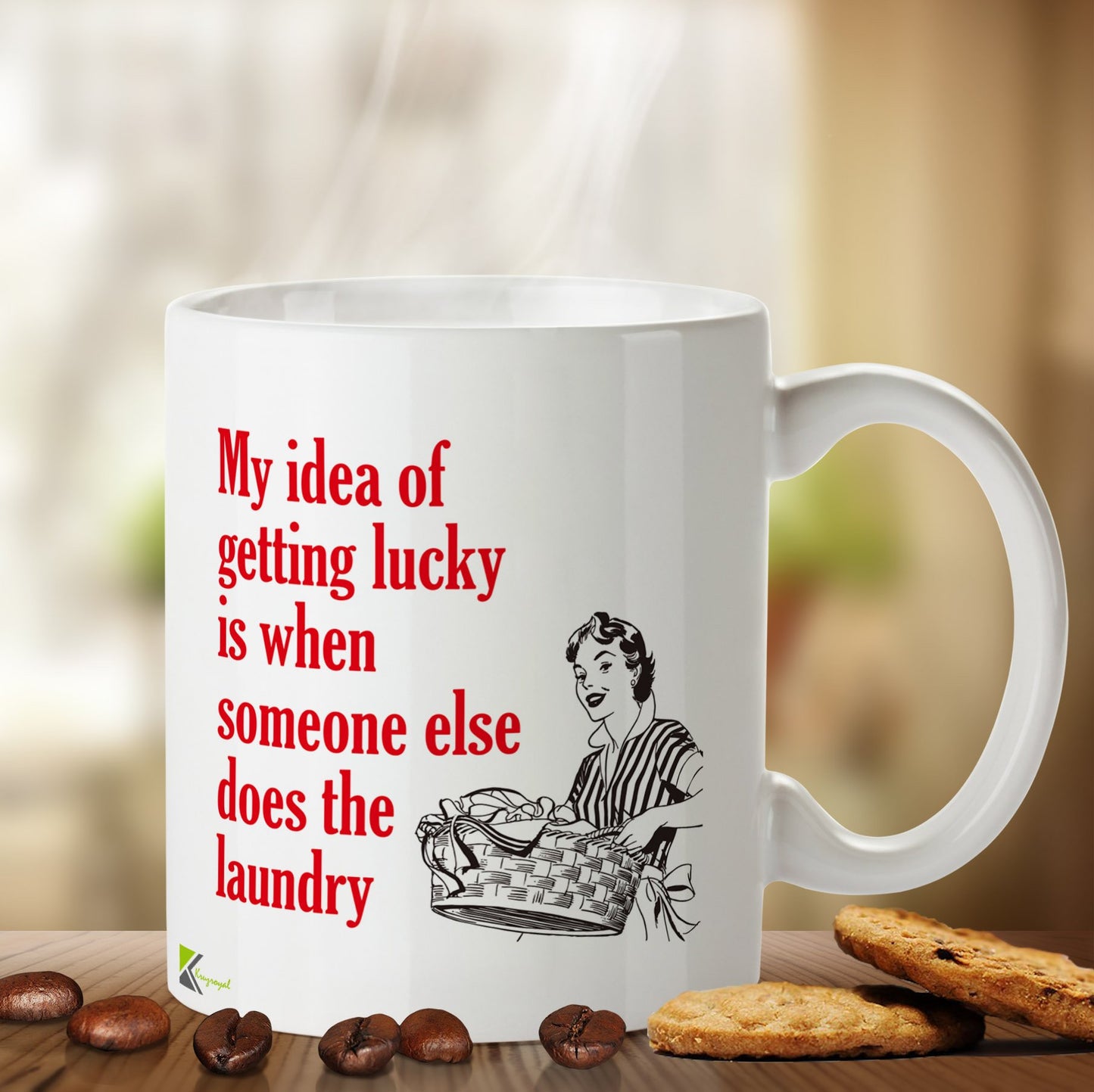 Kruzroyal DZ484 My idea of Getting Lucky is When Someone Else Does The Laundry Funny Novelty Great Gift Idea Coffee Tea Mug