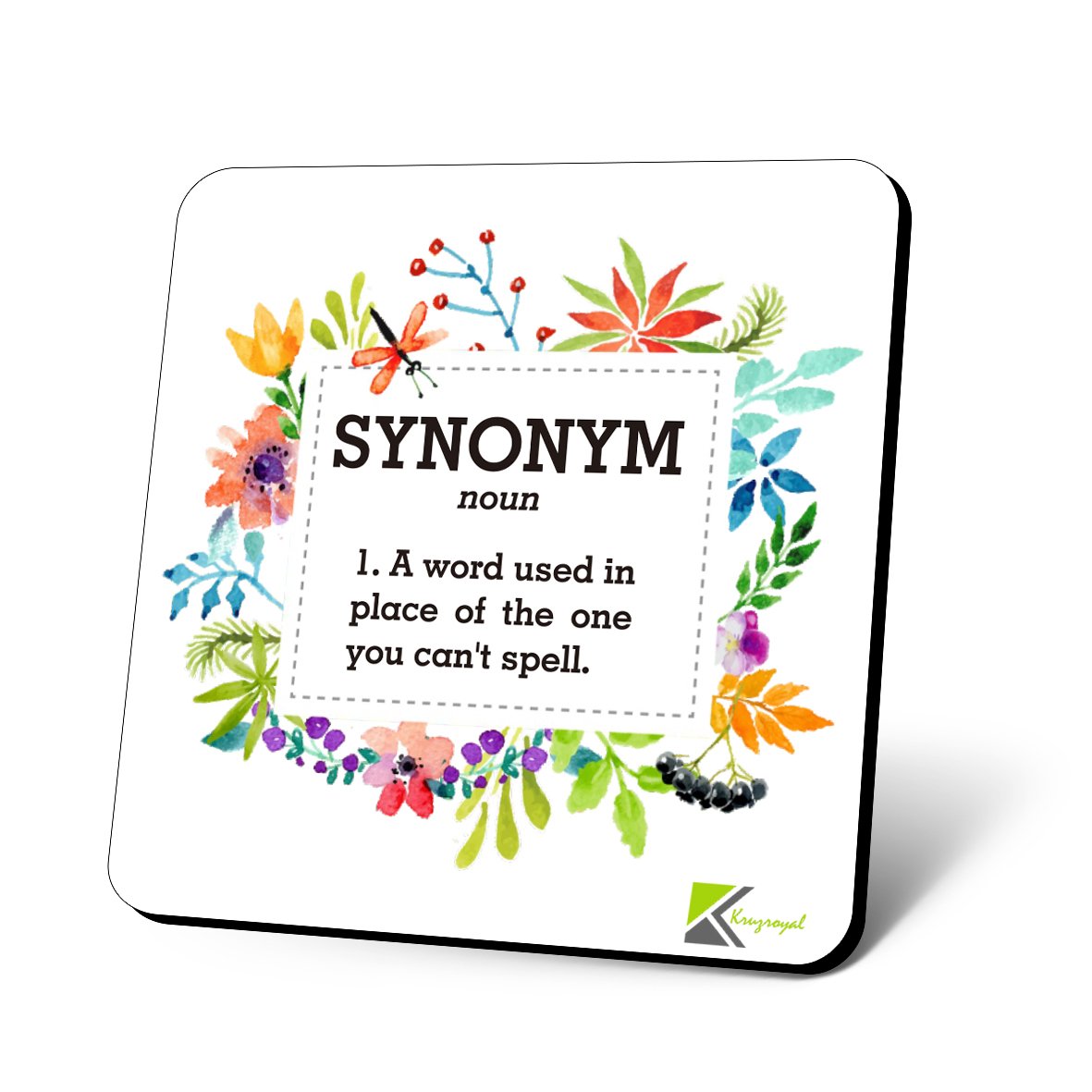 CS765 Defination Synonym : A Word Used in Place of The Other You Can't Spell Novelty Funny Coffee Tea Drink Gift Glossy MDF Wooden Coaster