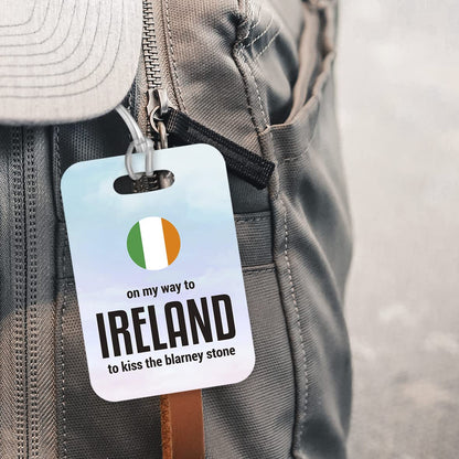 LT086 On My Way to Ireland to kiss The Blarney Stone Novelty Funny Unique Designer Gift Glossy Plastic Suitcase Luggage Tag
