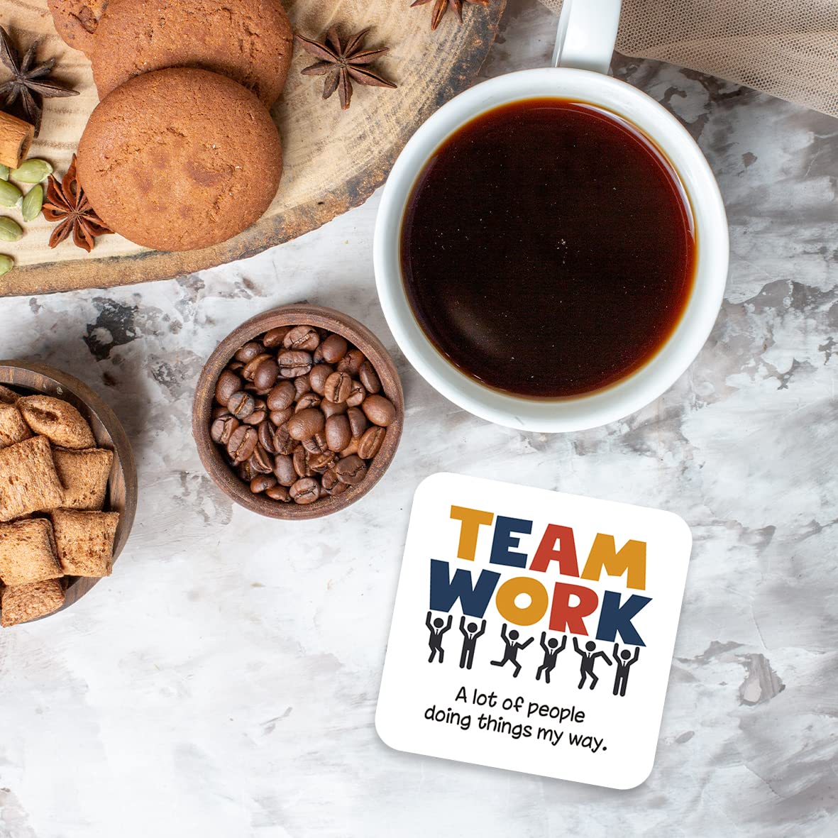 CS516 Team Work : A lot of People Things My Way Novelty Funny Coffee Tea Drink Gift Glossy MDF Wooden Coaster