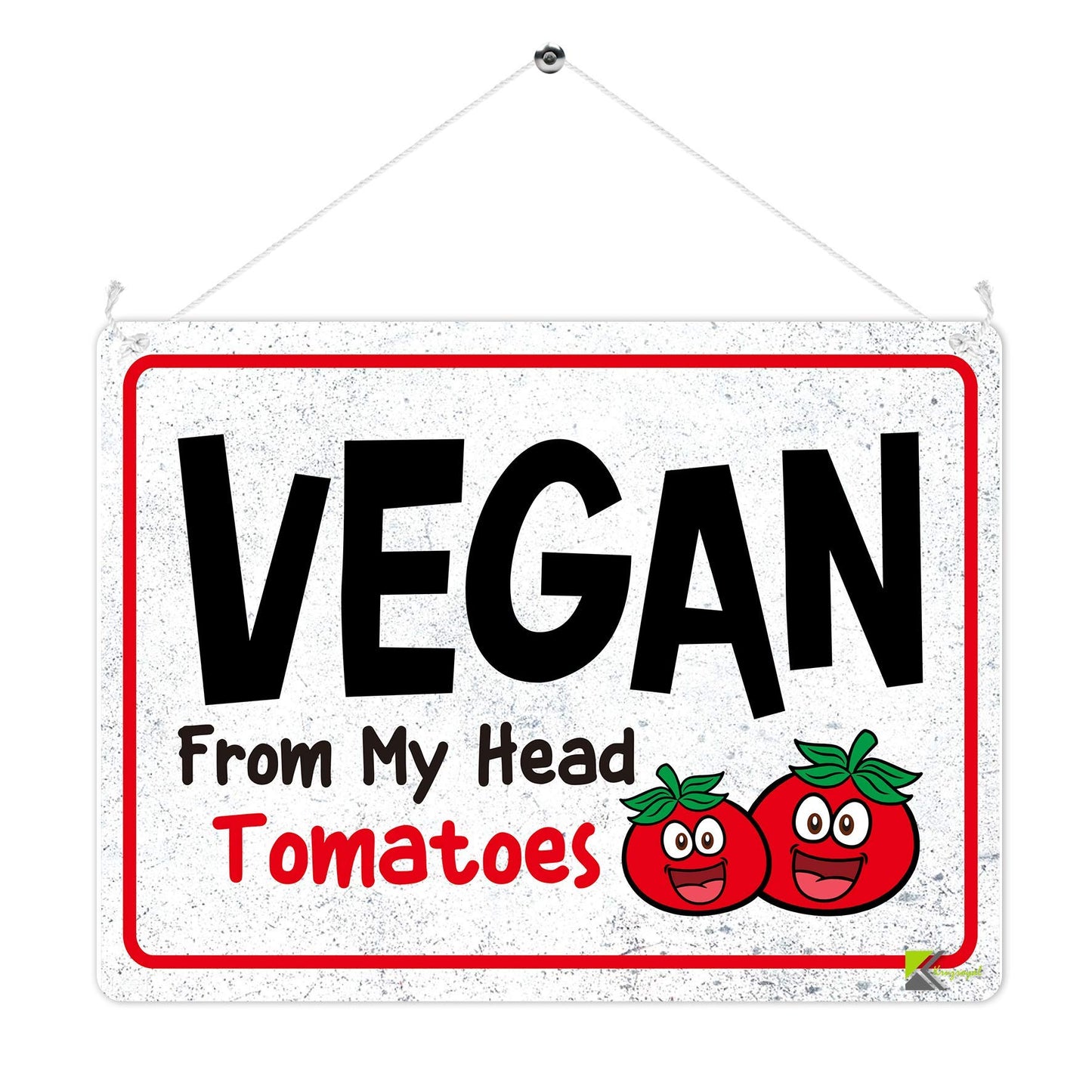 Kruzroyal MP380 VEGAN,From my head tomatoes. Funny Novelty Retro Vintage Metal Wall Sign Plaque 20cm x 15cm