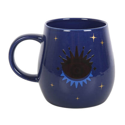 Something Different Wholesale Enchanting All Seeing Eye Colour Changing Mug - Evil Eye Talisman, Blue & Gold Design, Good Luck & Protection Tea/Coffee Cup