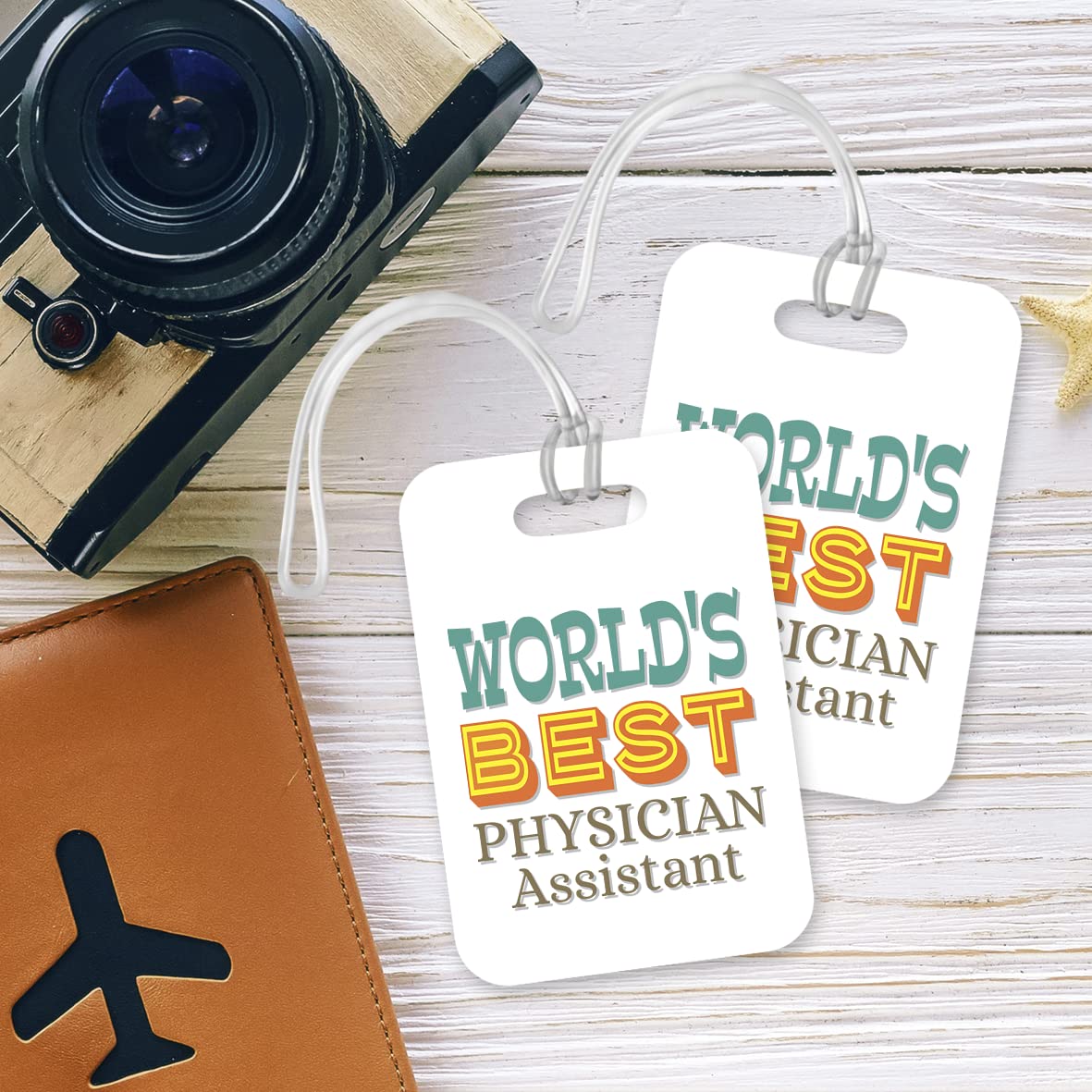 LT490 World's Best Physician Assistant Novelty Funny Unique Designer Gift, Suitcase, Glossy Plastic Luggage Tag for Physician Assistant