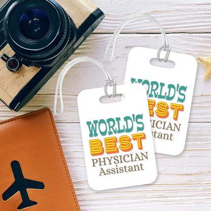 LT490 World's Best Physician Assistant Novelty Funny Unique Designer Gift, Suitcase, Glossy Plastic Luggage Tag for Physician Assistant