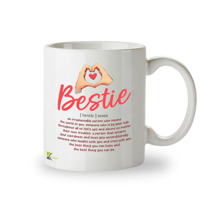 Kruzroyal DZ952 Bestie Definition Coffee Mug | Inspirational Best Friend, Soul Sister, BFF Gift for Women & Teen Girls | 11oz White Ceramic Friendship Mug