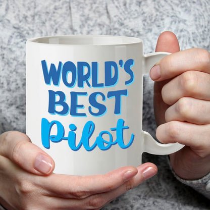 Kruzroyal DZ885 World's Best Pilot Mug 11oz - White Ceramic Cup for Captain, Aviator - Ideal Birthday, Graduation, Retirement Present