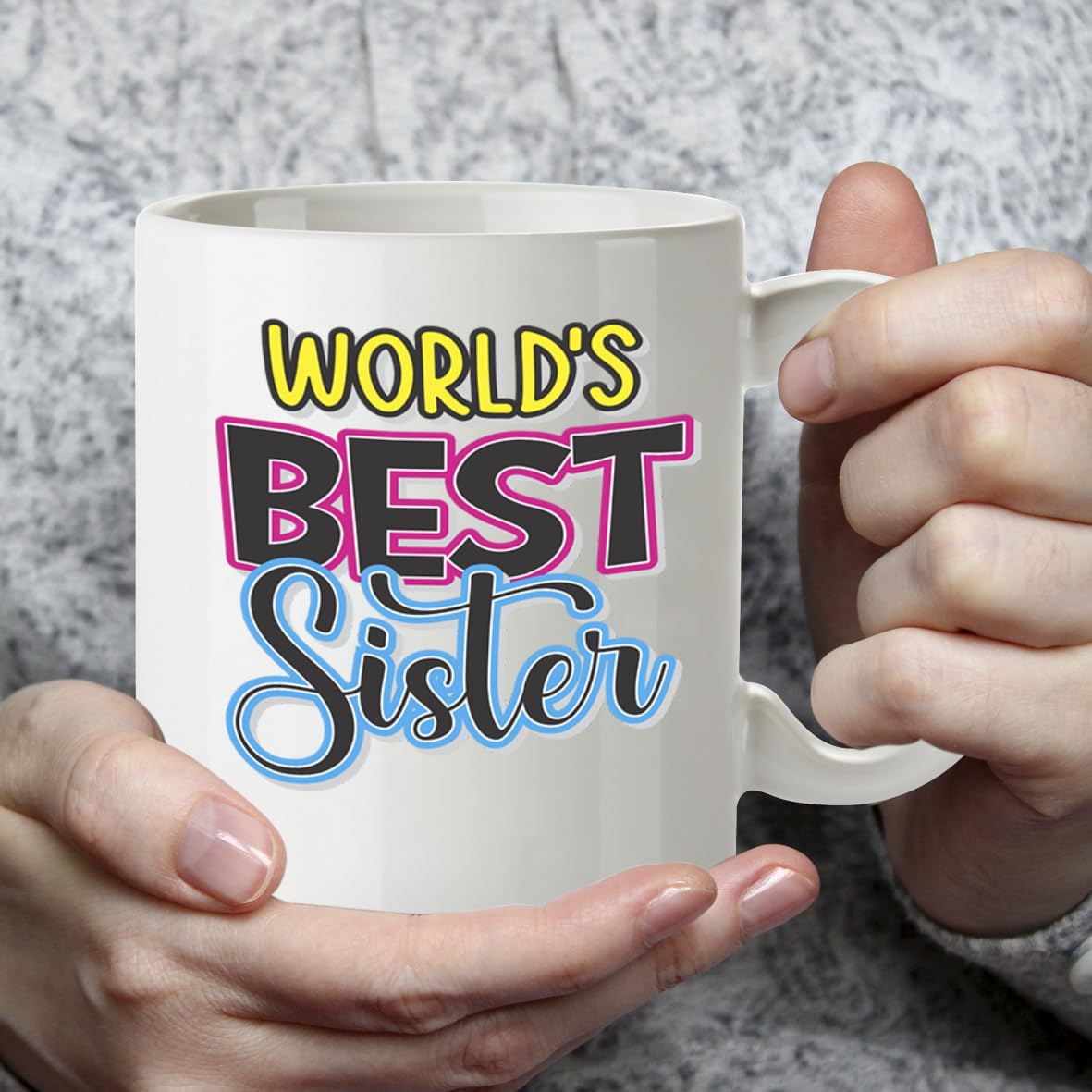 Kruzroyal DZ815 World's Best Sister Mug 11oz - Funny Gift for Her from Sister or Brother, Novelty Coffee Cup for Big & Little Sis