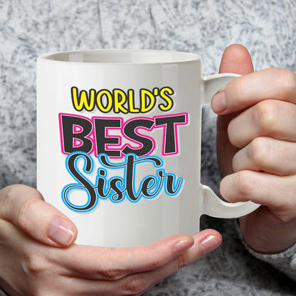 Kruzroyal DZ815 World's Best Sister Mug 11oz - Funny Gift for Her from Sister or Brother, Novelty Coffee Cup for Big & Little Sis