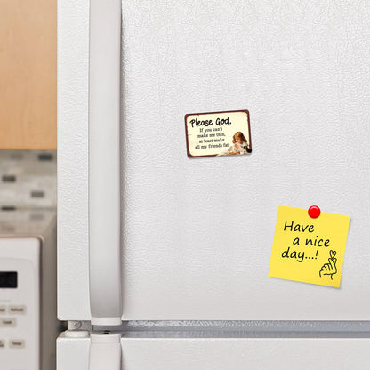 Kruzroyal FM194 Please god, if you can't make me thin, at least make all my friends fat Novelty Funny Gift Idea Glossy Rectangle Metal Fridge Magnet