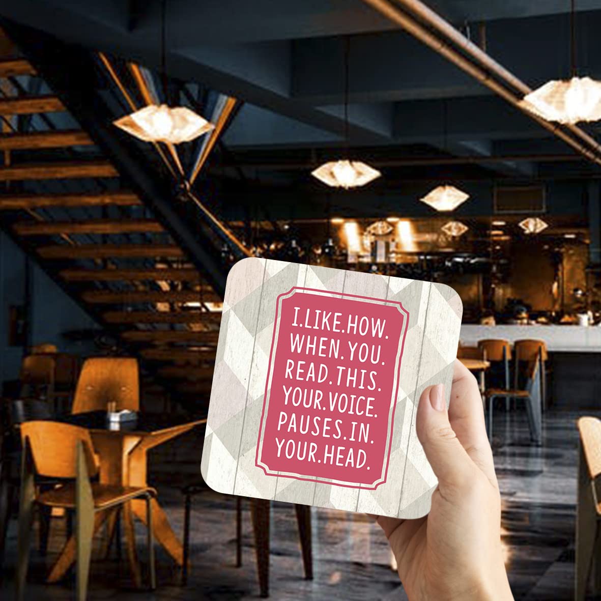 CS780 I.like.how.when.you.read.this.your.voice.pauses.in.your.head Novelty Funny Coffee Tea Drink Gift Glossy MDF Wooden Coaster
