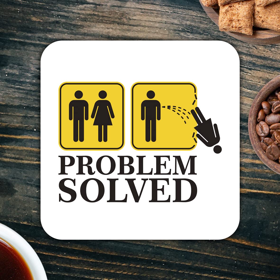 CS591 Problem Solved Couple Single Novelty Funny Coffee Tea Drink Gift Glossy MDF Wooden Coaster