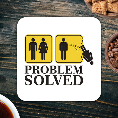 CS591 Problem Solved Couple Single Novelty Funny Coffee Tea Drink Gift Glossy MDF Wooden Coaster