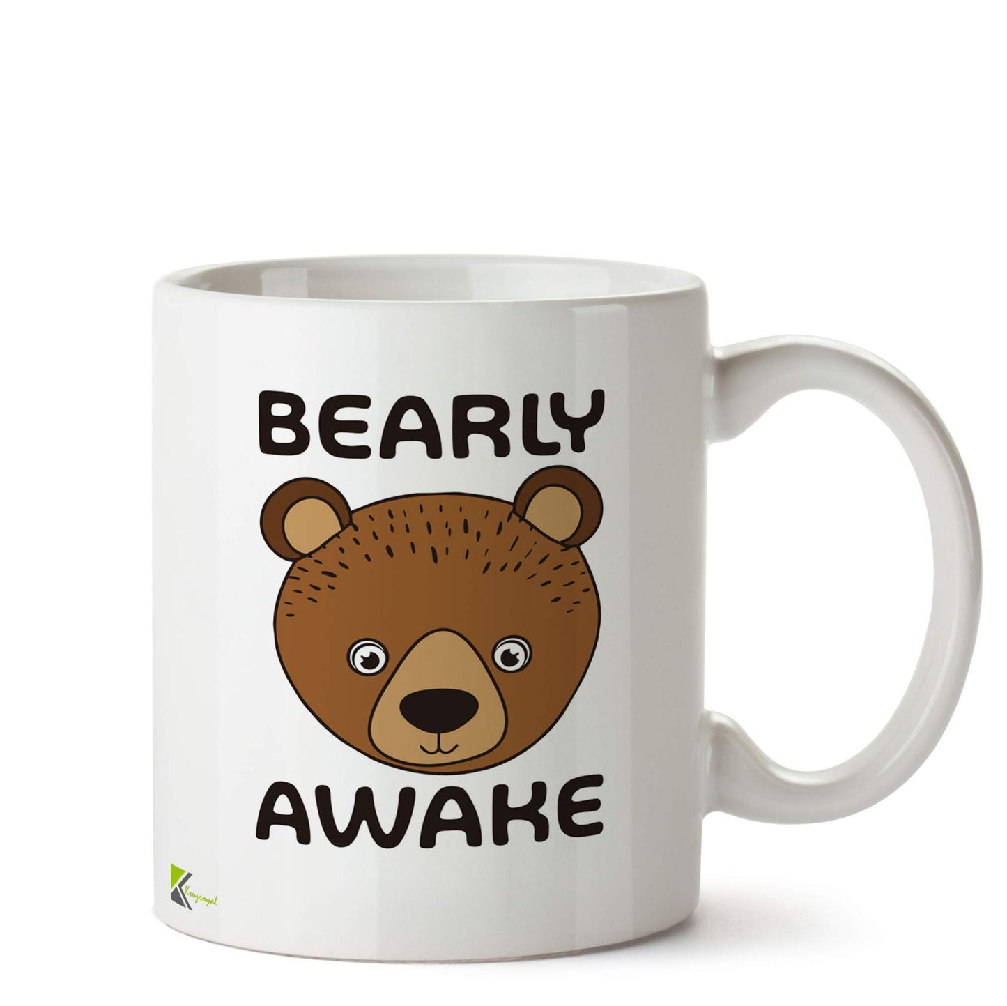 Kruzroyal DZ501 Bearly Awake Funny Novelty Great Gift Idea Coffee Tea Ceramic Mug