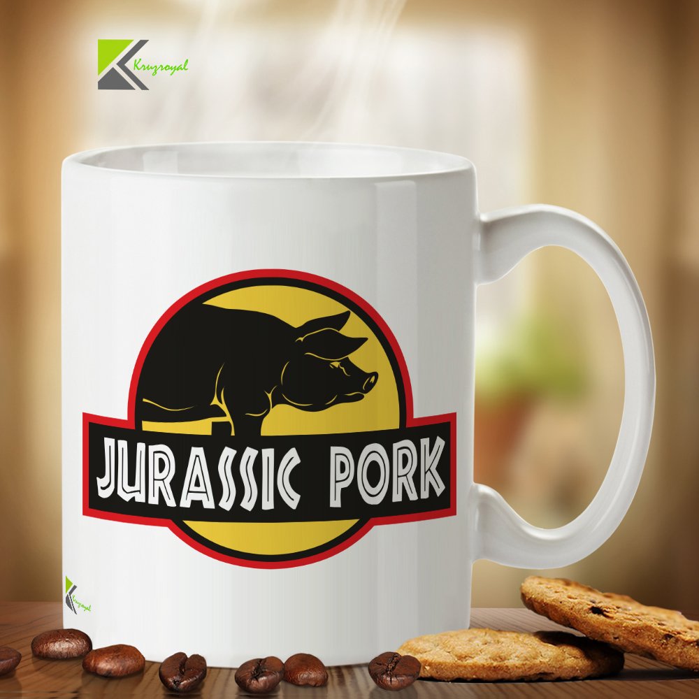 Kruzroyal DZ385 Jurassic Pork Funny Novelty Great Gift Idea Coffee Tea Mug