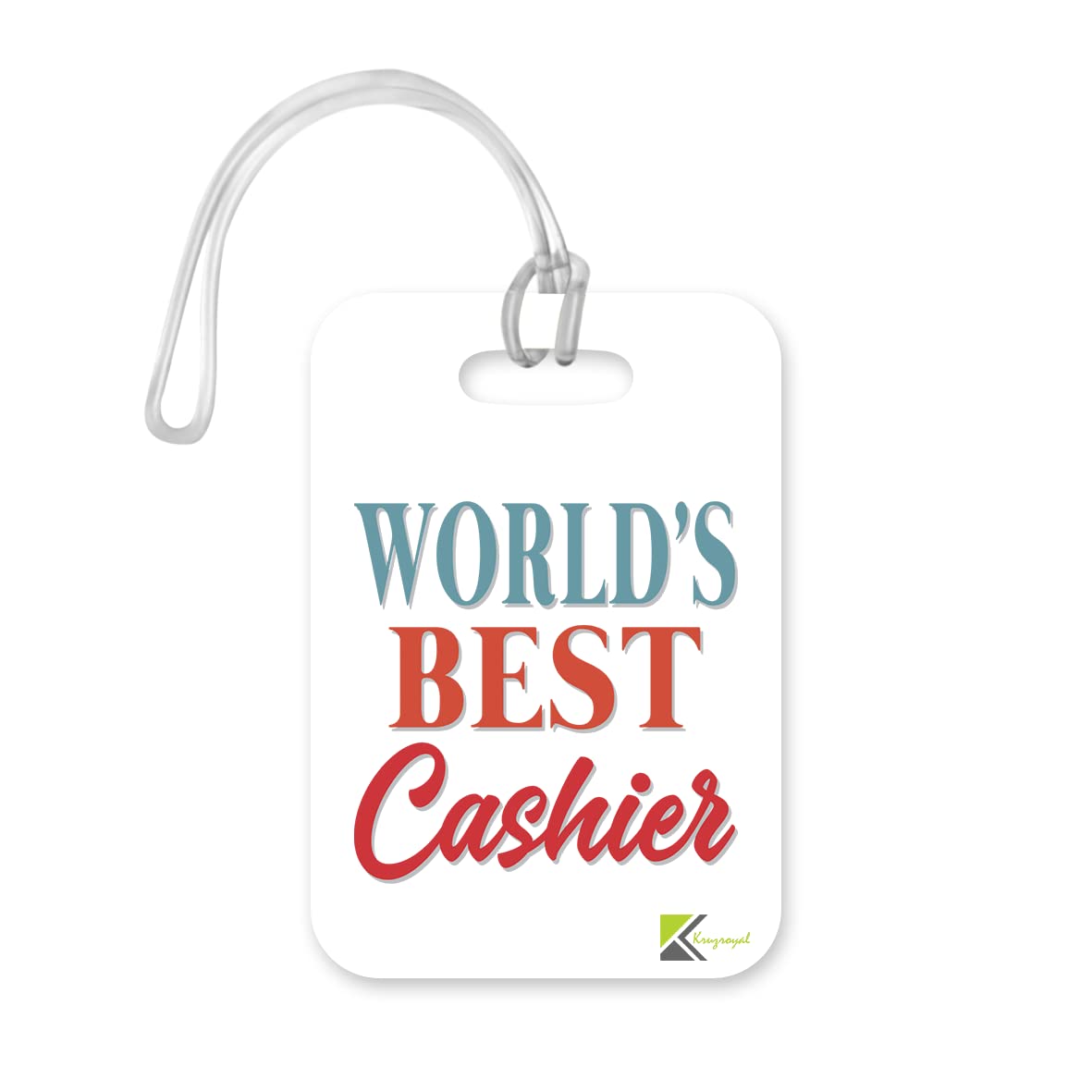LT479 World's Best Cashier Novelty Funny Unique Designer Gift, Suitcase, Glossy Plastic Luggage Tag for Cashier
