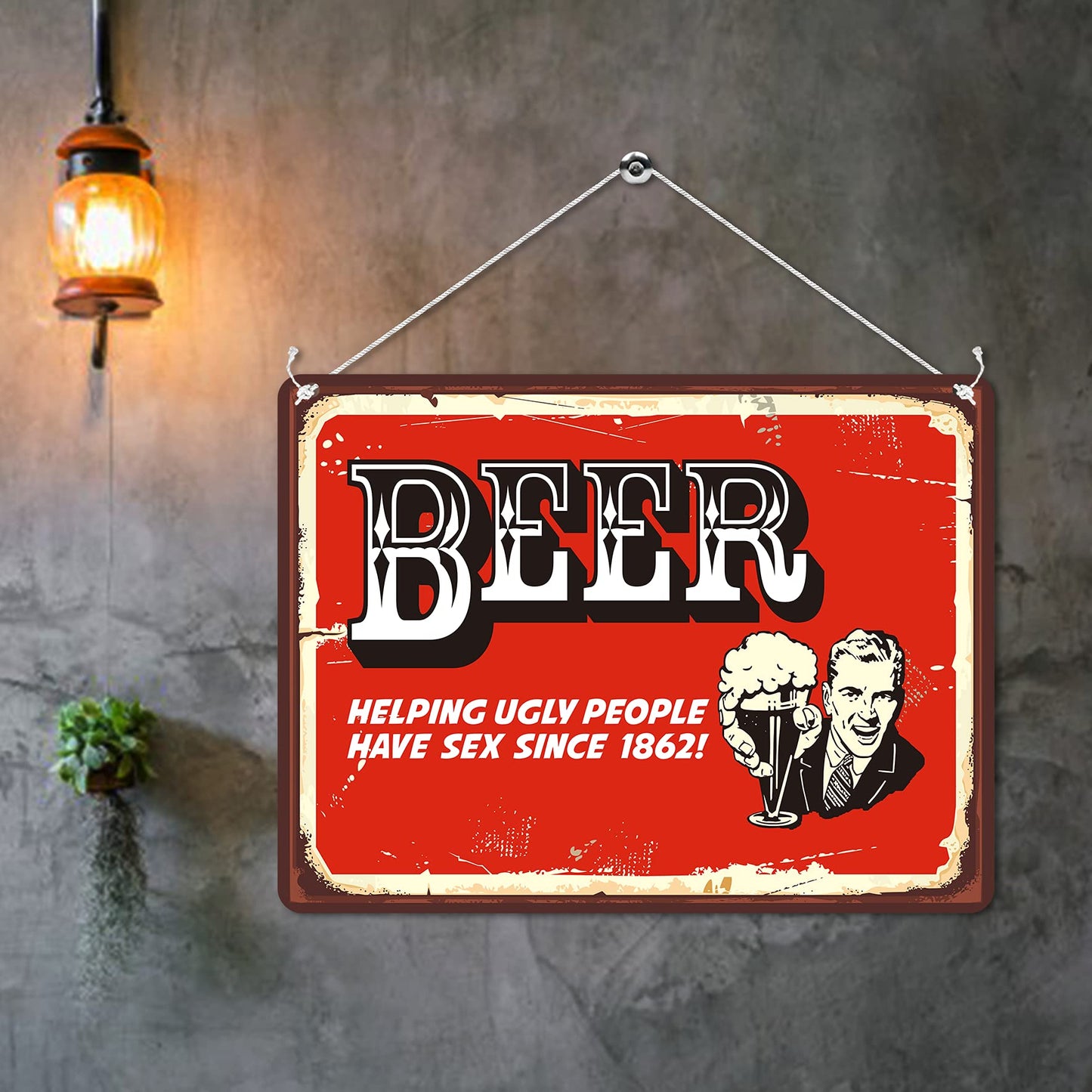 Kruzroyal MP196 Beer : Helping ugly people have s*x since 1862! Funny Novelty Retro Vintage Metal Wall Sign Plaque 20cm x 15cm