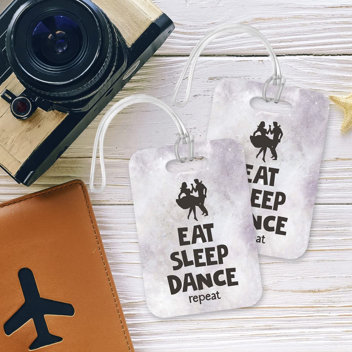 LT012 Eat Sleep Dance Repeat Novelty Funny Unique Designer Gift Glossy Plastic Suitcase Luggage Tag