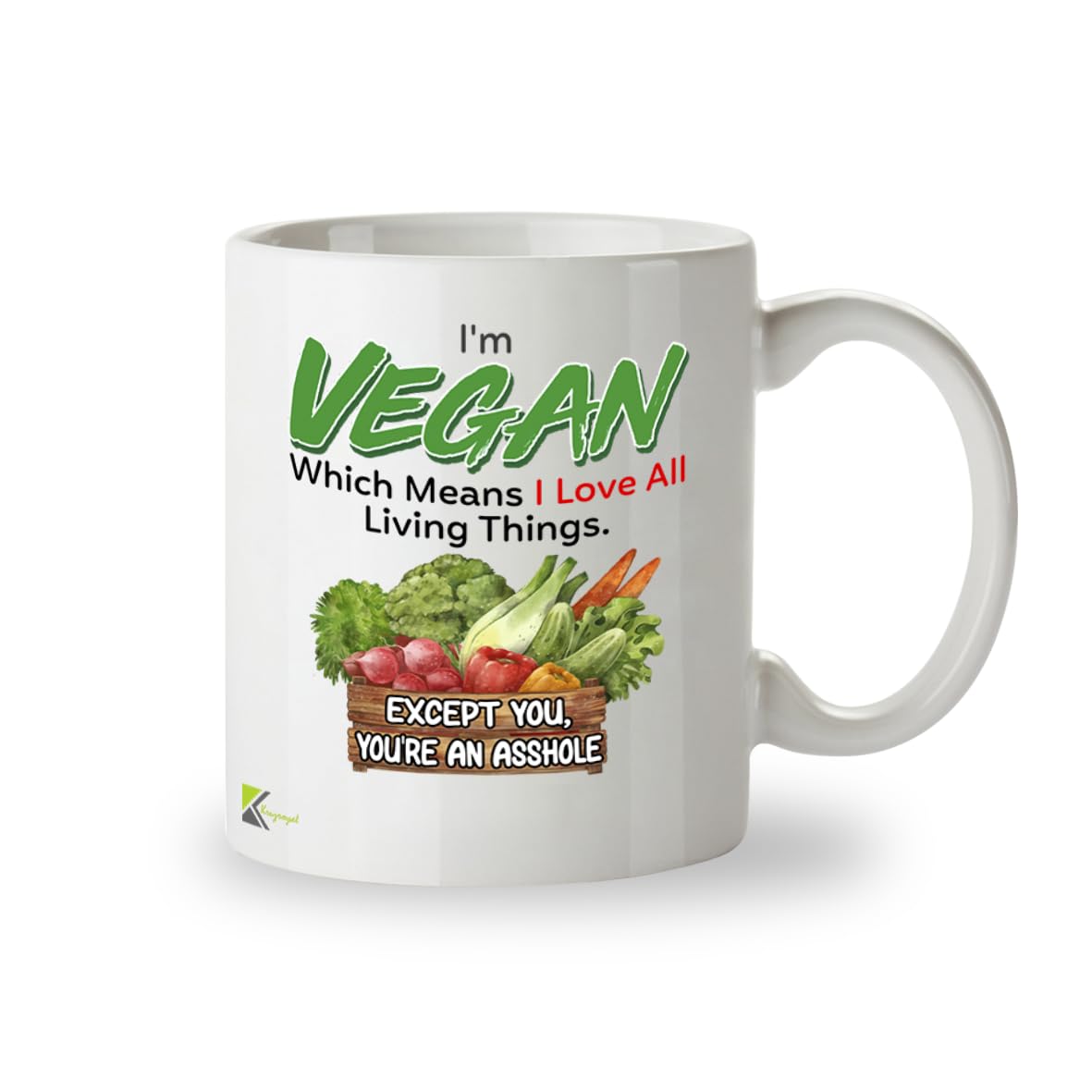 DZ954 Vegan Funny Mug - Sarcastic Coffee Cup Gift for Plant-Based Friends & Family - Witty Humor Beverage Cup - 11oz White Ceramic Drinkware