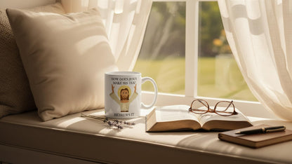 Kruzroyal Funny Jesus Mug - How Does Jesus Make His Tea? Hebrews It - Novelty Tea Coffee Mug, Funny Christian Gift, Secret Santa, Birthday Present