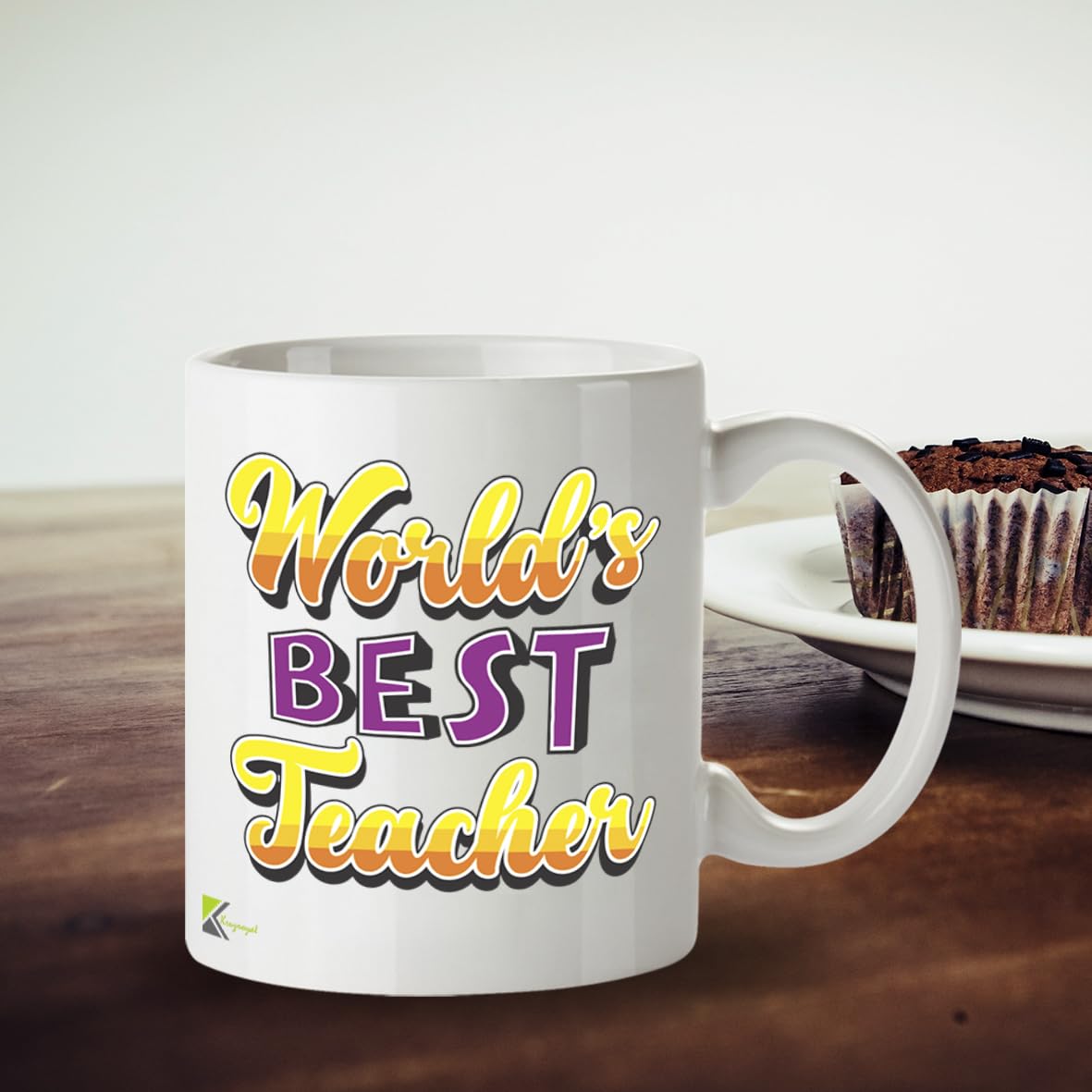 Kruzroyal DZ833 World's Best Teacher Mug 11oz - White Ceramic Cup for Teaching Assistant, Tutor - End of Year, Thank You Present for Him or Her
