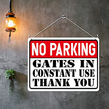 Kruzroyal MP354 NO PARKING, Gates in constant use,Thank You. Funny Novelty Retro Vintage Metal Wall Sign Plaque 20cm x 15cm