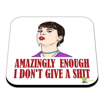 CS582 Amazingly enough i don't give a shit Novelty Funny Coffee Tea Drink Gift Glossy MDF Wooden Coaster