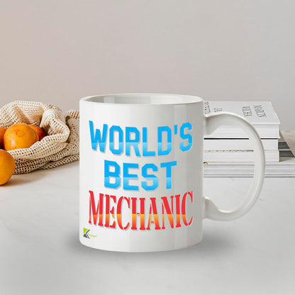Kruzroyal DZ884 World's Best Mechanic Mug 11oz - White Ceramic Cup for Car Technician, Dad - Funny Birthday, Father's Day, Thank You Present