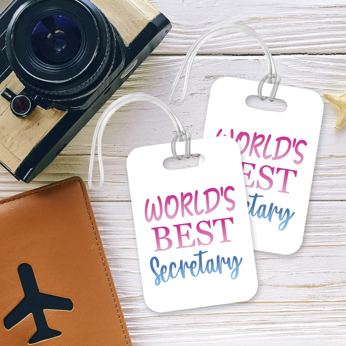 LT467 World's Best Secretary Novelty Funny Unique Designer Gift, Suitcase, Glossy Plastic Luggage Tag for Secretary