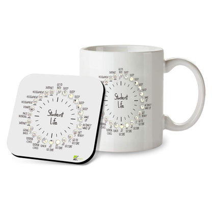Kruzroyal SM061 Student Life Funny - 11 OZ Mug & Matching Coaster Set for uni School College Students