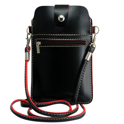 Kruzroyal Universal PU Leather Mobile Phone Bag Case Cover Pouch With Shoulder Strap Bag Ladies Girls