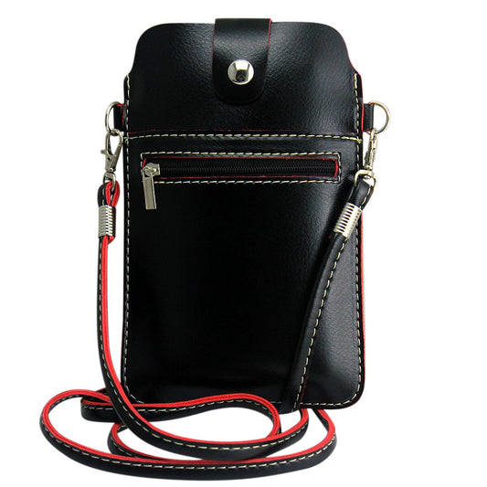 Kruzroyal Universal PU Leather Mobile Phone Bag Case Cover Pouch With Shoulder Strap Bag Ladies Girls
