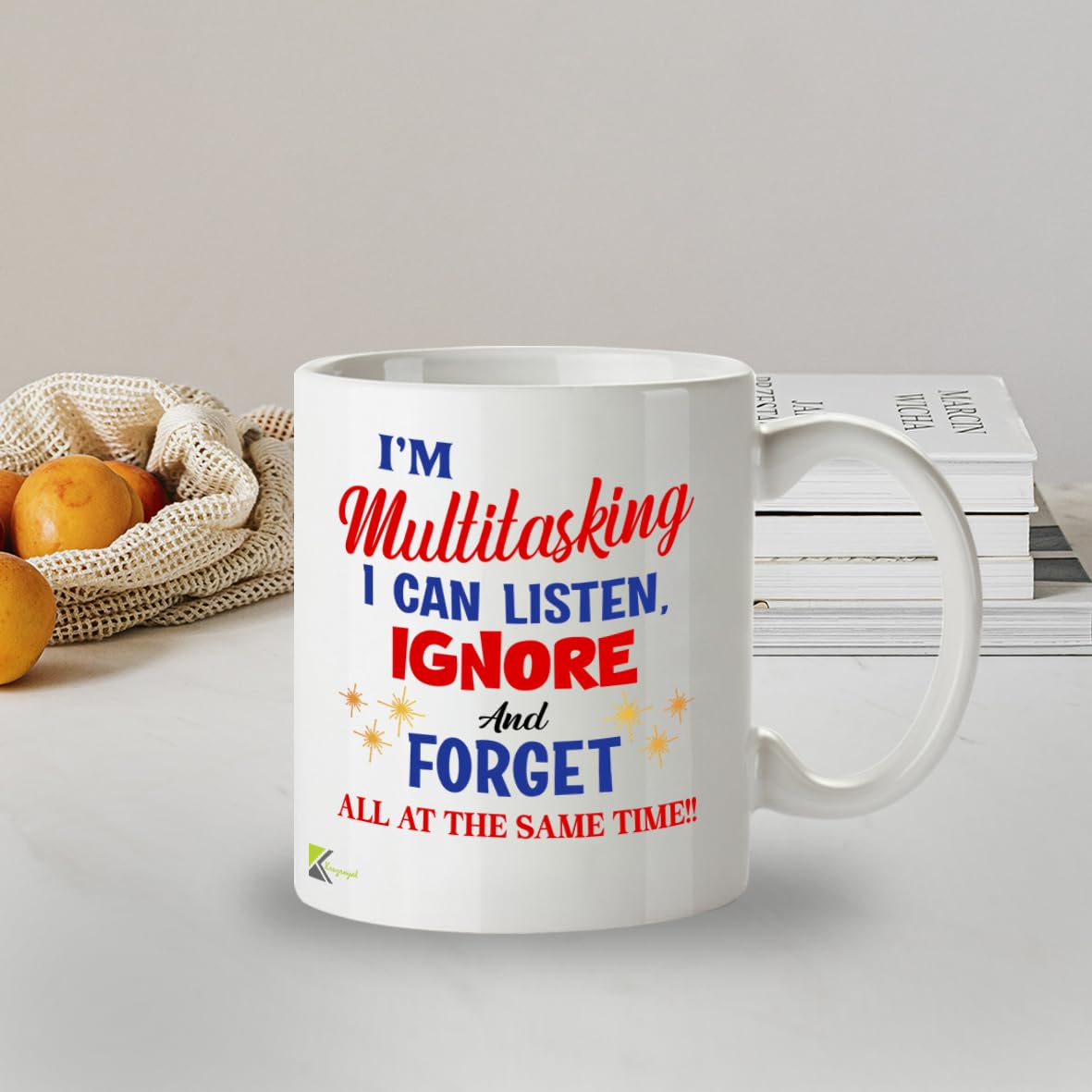 Kruzroyal I'm Multitasking Funny Mug - Sarcastic Office Humour Cup Great Gag Gift for Work Colleague Men Women