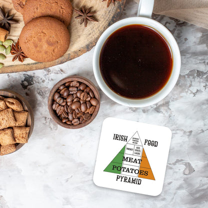 CS493 Irish Food Pyramid Novelty Funny Coffee Tea Drink Gift Glossy MDF Wooden Coaster