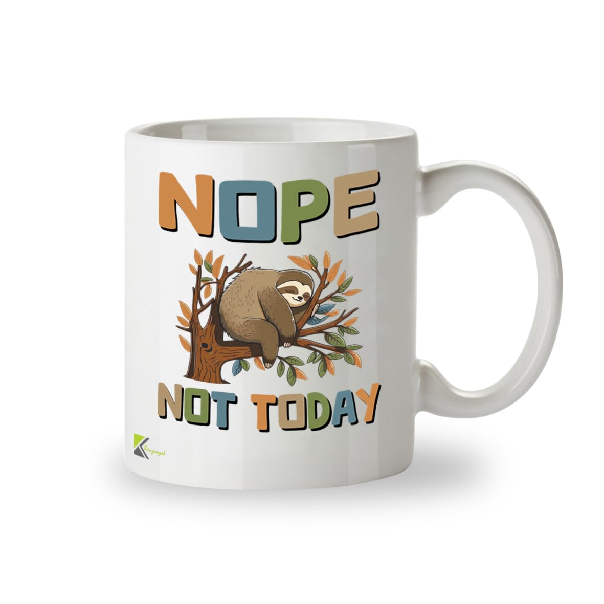 Kruzroyal DZ968 Nope Not Today Sloth Coffee Mug - Funny Sarcastic Anti-Morning Gift for Men, Women, Friends, Coworkers, Mom, Dad - 11oz White Ceramic