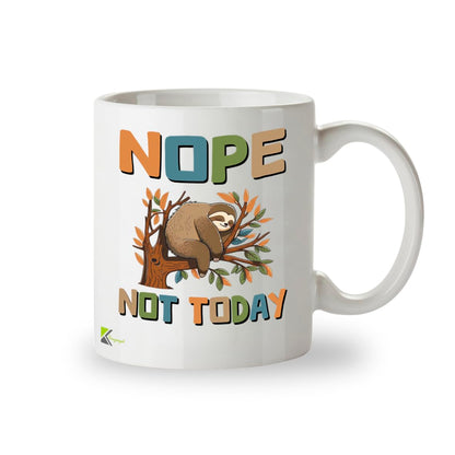 Kruzroyal DZ968 Nope Not Today Sloth Coffee Mug - Funny Sarcastic Anti-Morning Gift for Men, Women, Friends, Coworkers, Mom, Dad - 11oz White Ceramic