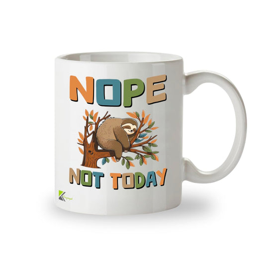 Kruzroyal DZ968 Nope Not Today Sloth Coffee Mug - Funny Sarcastic Anti-Morning Gift for Men, Women, Friends, Coworkers, Mom, Dad - 11oz White Ceramic