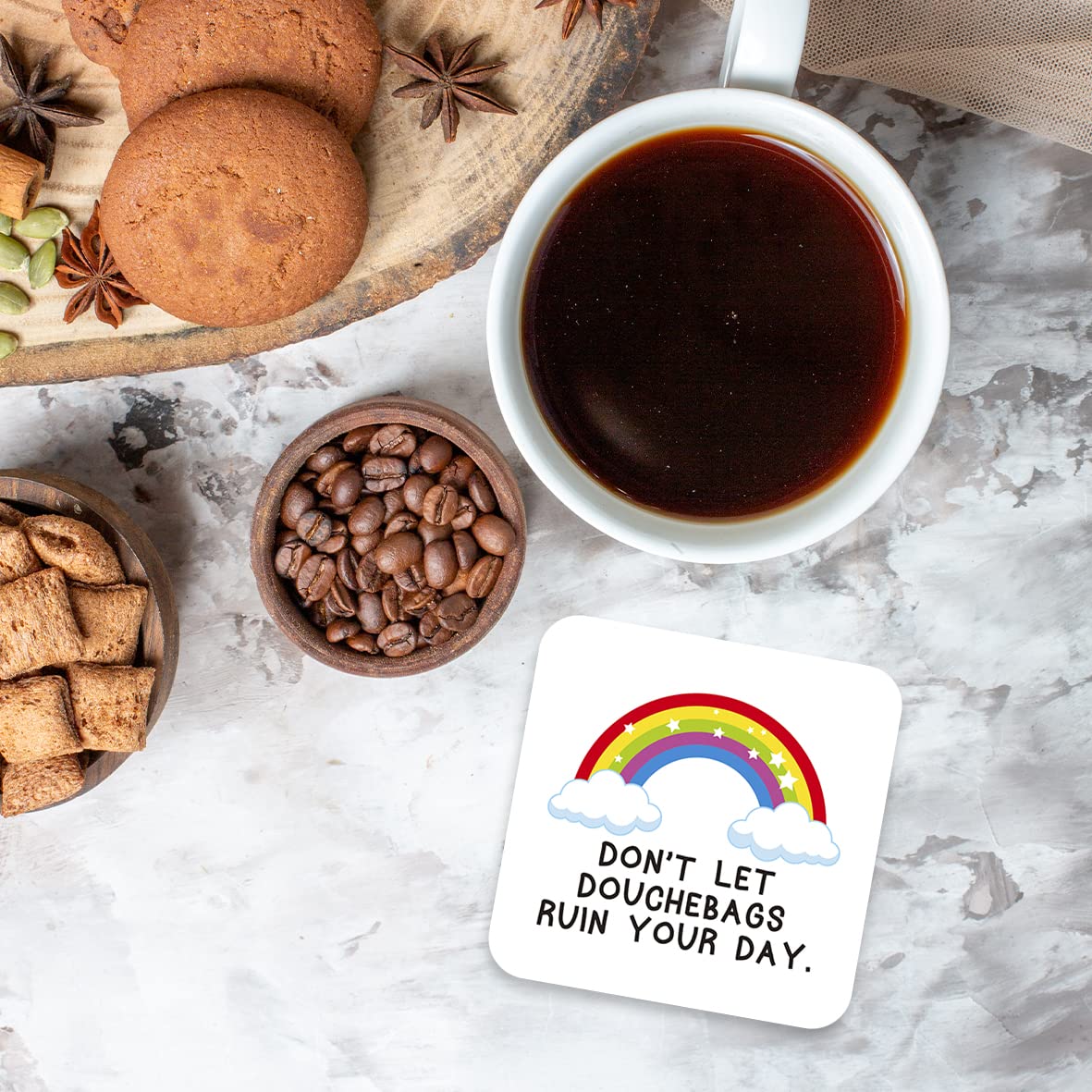 CS737 Don't let Douchebags Ruin Your Day Novelty Funny Coffee Tea Drink Gift Glossy MDF Wooden Coaster