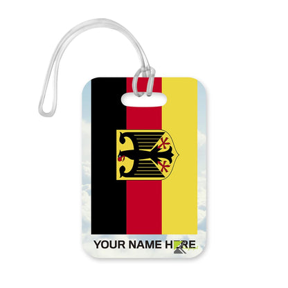 PLT280 Personalised Name with Germany Flag Novelty Funny Unique Designer Gift Glossy Plastic Suitcase Luggage Tag