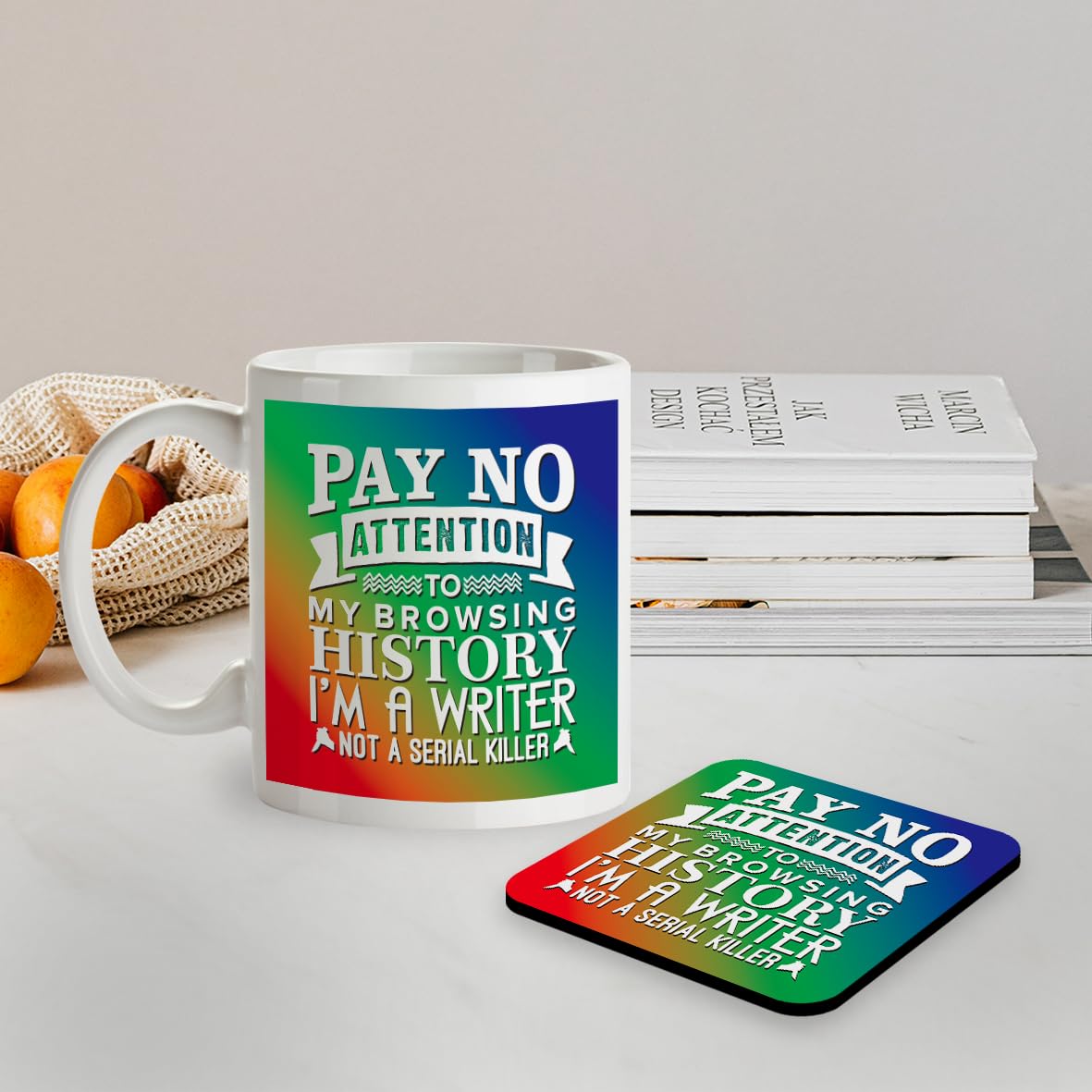 Kruzroyal SM001 Pay No Attention to My Browsing History I'm a Writer not a Serial Killer - Mug & Matching Coaster Set