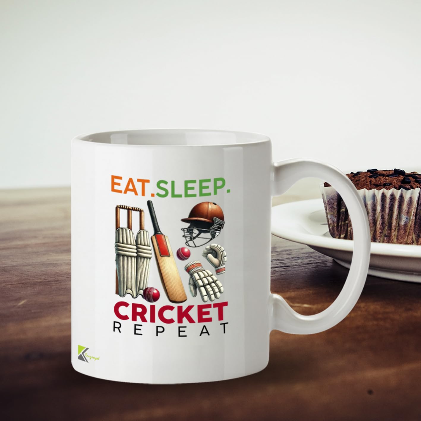 Kruzroyal Funny Cricket Mug | Eat Sleep Cricket Repeat | Cricket Gifts for Men Dad Him | 11oz Ceramic Coffee Mug