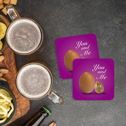 CS697 You and Me Novelty Funny Coffee Tea Drink Gift Glossy MDF Wooden Coaster