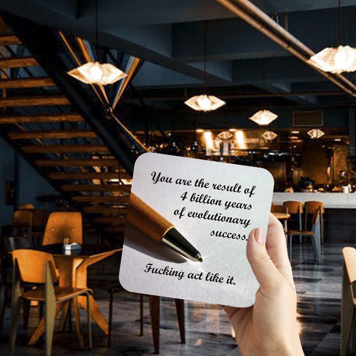 CS785 You are The Result of 4 Billion Years of Evolutionary Success. Fu*King act Like it Novelty Funny Coffee Tea Drink Gift Glossy MDF Wooden Coaster