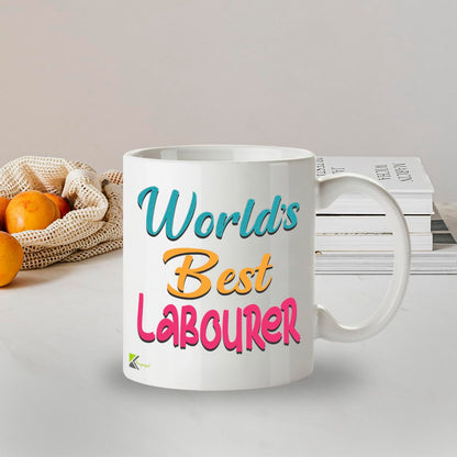 Kruzroyal DZ873 World's Best Labourer Mug 11oz - White Ceramic Cup for Builder, Construction Worker - Funny Birthday, Father's Day, Thank You Present