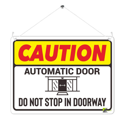 Kruzroyal MP457 Caution : Automatic Door : Do not stop in doorway Funny Novelty Retro Vintage Metal Wall Sign Plaque 20cm x 15cm