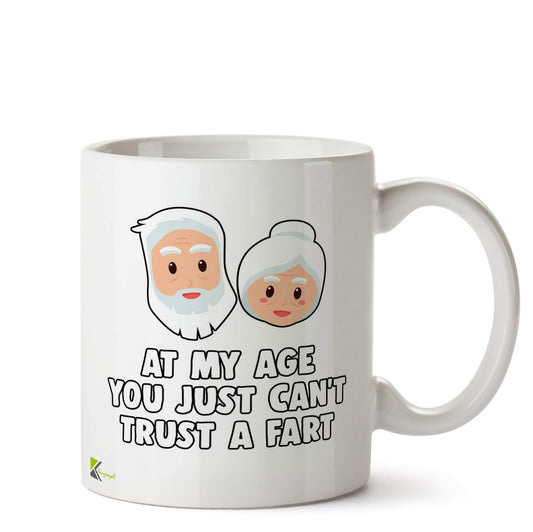 Kruzroyal at My Age Can't Trust Fart Mug | Funny Old Age Humour Ceramic Coffee Tea Cup Gift for Grandad, Dad, Senior, Retirement